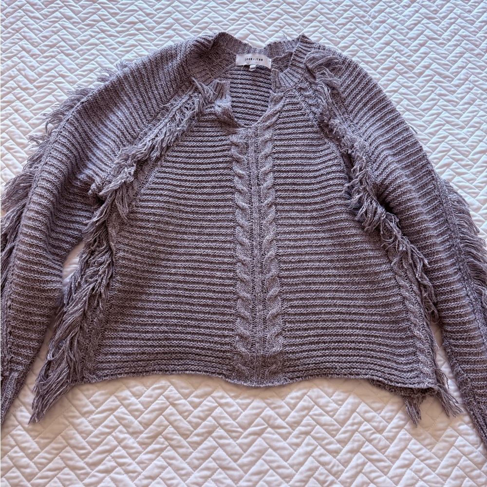 John + Jenn Lavender Fringed Sweater